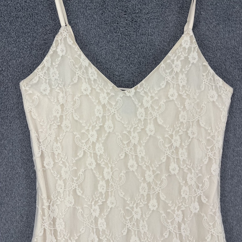 Sincerely Jules Y2K Slip Lace Midi Dress Womens Small White off romantic sheer - Picture 3 of 16